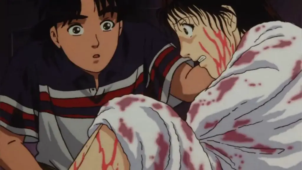 kindaichi with bloody woman