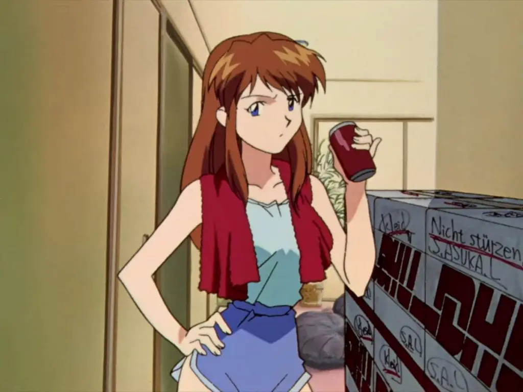 Asuka having a drink