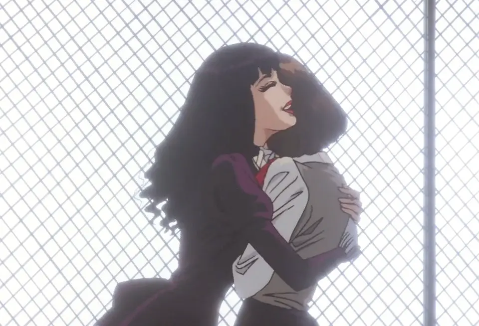 Rei and Nanako hug