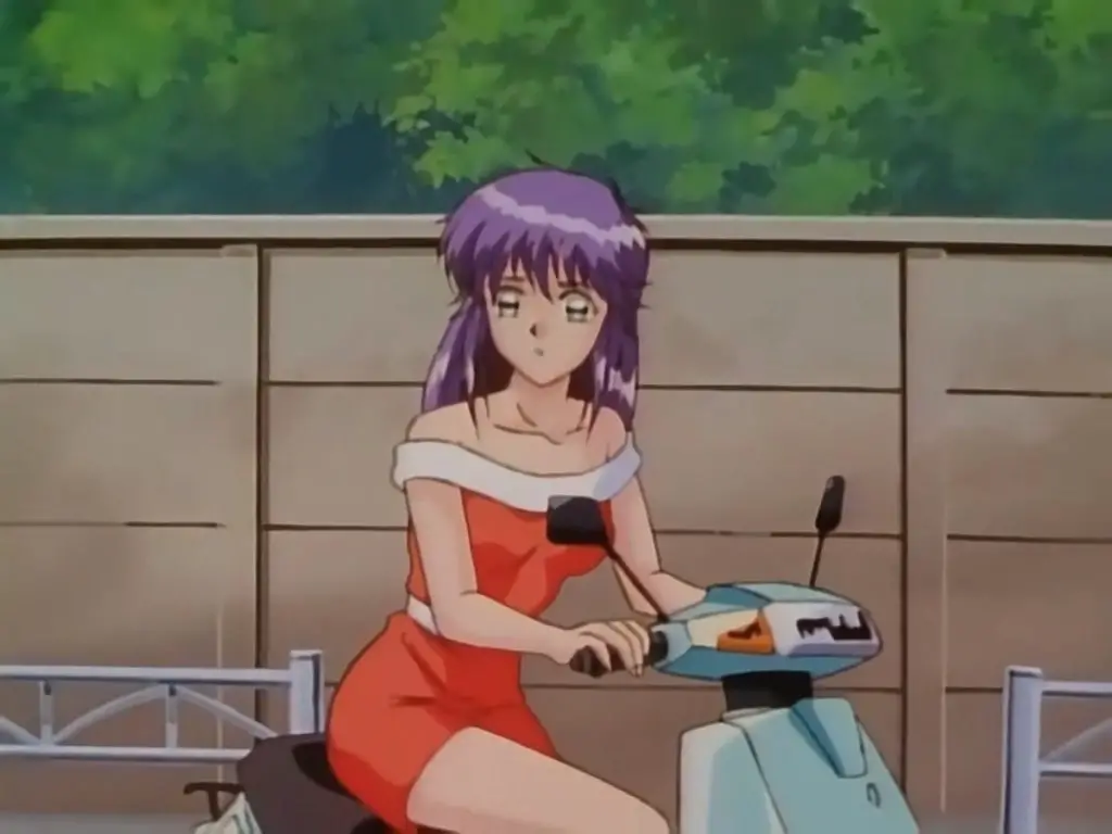 Shizuka on a moped